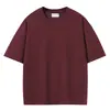 Camiseta de Manga Corta 100% Algodón 280g Colección 2025 Hombro Caído Corte Holgado Unisex Cuello Redondo Manga Media Hilo Doble 32s Transfronteriza Tallas Grandes