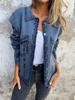 Ropa de Mujer 2024 Exportación Aliexpress Otoño e Invierno Solapa Hebilla Metálica Variada Chaqueta de Punto Vaquera Estilo Urbano Europeo y Americano