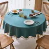 Toalha de mesa redonda de algodão e linho japonesa à prova d'água à prova de óleo anti-queimadura descartável doméstica luxo leve mesa redonda grande toalha de mesa toalha de mesa tecido de toalha de mesa