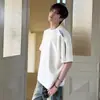 Camiseta de Verano para Hombre Estilo Americano Peso Pesado Manga Corta Patchwork Desestructurado Raya Blanca Corte Limpio Hombro Normal Medio Pareja