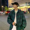 Camisa de cuadros retro americana para hombre, camisa de manga larga de moda para otoño de estilo high street, chaqueta versátil juvenil y elegante