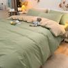 Conjunto de quatro peças de algodão liso simples nórdico Roca, roupa de cama bordada dupla, lençol de cama de 4 peças, capa de edredom