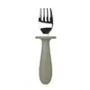 Juego de Cubiertos de Acero Inoxidable para Niños con Mango de Silicona, Tenedor y Cuchara de Mango Corto para Bebés, Vajilla de Juego de Tenedor y Cuchara para Bebés