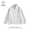 Sudadera Pesada Americana Oversize Bordada con Cuello Alto y Media Cremallera para Jóvenes, Holgada, Casual, Deportiva, Marca de Moda