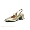Tacones Altos Estilo Comercio Exterior Verano 2026 Talla 32-48 Punta Cuadrada Estilo Fresco Sandalias de Perlas para Mujer