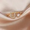Anillo con Letra de Oro Rosa Nuevo de Amazon Transfronterizo Anillo Abierto con Diamante Blanco Joyería de Mano Anillo Único Personalizado Venta al por Mayor