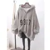 Sudadera para Mujer Otoño/Invierno 2026 Nuevo Estilo Coreano Ins Tendencia Estilo Perezoso Bf Holgada Tallas Grandes Felpa Engrosada Chaqueta con Cremallera