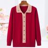 Suéter de Otoño Nuevo para Mamá con Cuello Estilizado Ropa para Mujeres de Mediana Edad Otoño e Invierno Color Sólido Diamante Suelto Camiseta Base de Punto
