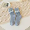 Calcetines de Terciopelo de Coral para Mujer Otoño e Invierno Espesos de Felpa Calcetines de Media Caña para Mujer Calcetines de Luna Postparto Calientes Calcetines de Felpa para el Suelo
