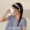 Banda para el cabello de ala ancha con esponja de crema fresca vintage de Corea del Sur 2024, banda para el cabello de estilo japonés con parte superior craneal alta, accesorio para el cabello para mujeres