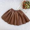 Roupas infantis outono e inverno novo saia infantil para bebês em couro PU saia plissada lisa versátil estilo coreano TW081