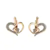 Pendientes de huella de pie pequeña con forma de corazón hueco, superventas transfronterizos, pendientes para mujer con diseño de huella de corazón incrustado de diamantes