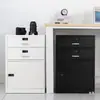 Archivero metálico, mueble bajo, mueble de almacenamiento para debajo del escritorio, mueble móvil con ruedas, mueble con cajones con cerradura, mueble de almacenamiento
