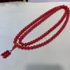 Pulsera de Cuentas de Vidrio Estilo Étnico de 108 Piezas, Unisex, Joyería con Forma de Gota Naranja-Rojo de 8mm