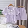 Pijama de algodón nube para niños de verano, conjunto fino de manga corta de princesa para niñas, adecuado para niñas mayores y bebés, ropa de casa para padres e hijos