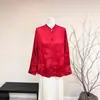 Zhi LiNueva Camisa Jacquard Estilo Chino con Cuello Alto 2026 Primavera Nuevo Estilo Nacional Ajustada Versátil Top de Manga Larga para Mujer