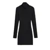 Vestido Sexy Estilo Europeo y Americano con Cuello Plegado, Espalda Descubierta y Mangas Largas, Nuevo Vestido Corto Bodycon Ajustado para Otoño e Invierno
