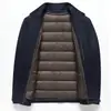 Chaqueta Leishibert 100% lana con forro de plumón desmontable, cuello alto, para hombres de mediana edad y mayores, ropa exterior para hombre de otoño e invierno