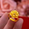 Anillo de Flor de Peonía Oro Arena Vietnamita Anillo de Girasol Abierto para Mujer Flor Grande Elegante Versátil Anillo de Mujer Cola de Fénix Doble