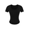 Ajuste Muy Recomendado~ Camiseta de Manga Corta Ajustada de Color Sólido con Cuello Redondo, Hombros Rectos, Cintura Entallada y Dobladillo Curvo, Top Versátil para Chicas Atrevidas