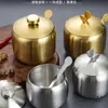 Botella de Condimento de Acero Inoxidable 304 Coreano Cocina Chili Salsa de Soya Tarro Salero con Cuchara Caja de Condimentos Tarro Dorado Creativo