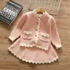 Conjunto de Suéter y Cárdigan de Punto para 9 Niñas, Nuevo Estilo Otoño 2025, Conjunto de Dos Piezas para Niñas Pequeñas, Conjunto de Cárdigan de Punto