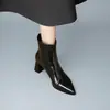 Botines de Tacón Grueso y Alto para Mujer, Piel Suave, Estilo Coreano 2026 Modernos Chic Súper Suaves Cómodos No Cansan los Pies Botas de Mujer con Forro de Terciopelo Puntiagudas para Primavera Otoño