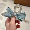 Novo Laço de Jeans Azul da Moda Coreana Grampo de Cabelo Transparente Cinza Garra Clipe Tubarão Acessórios de Cabelo para Mulheres na Parte de Trás da Cabeça