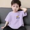 Tops Estampados de Estilo Coreano de Verano para Niños, Algodón Puro, Suaves y Holgados, Cuello Redondo, Camisetas de Manga Corta, Ropa para Niños, Camisetas de Manga Corta para Niños