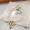 Pulseira de Pérolas Naturais Moda Vintage Estilo da Namorada do Ins Pulseira Simples de Contas Luxo Leve Pingente de Amor de Nicho