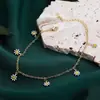 Tobillera de Moda con Colgante de Flor Margarita, Joyería para el Pie, Tobillera de Margarita y Perla para la Playa de Verano, Tobillera Apilada de Flores