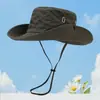 Sombrero de pescador de secado rápido con bordado de logotipo personalizado, sombrero para exteriores para camping y senderismo con cordón, sombrero de ala ancha para hombre para escalada
