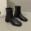 Botas de Cuero de Tacón Grueso Botas Individuales Diseño de Tacón Alto Botas Martin Primavera y Otoño Nuevo Estilo Nicho para Mujer Pequeño 2026 Botas Punta Cuadrada Sensación Moda