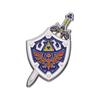 Novo broche de periférico de jogo de desenho animado, broche de pintura com modelo de escudo e espada de desenho animado, emblema de metal de liga