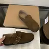 Novos Sapatos Slip-On de Outono e Inverno com Tira no Calcanhar, Estilo Preguiçoso, Biqueira Larga, Sapatos Femininos Estilo Birkenstock
