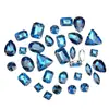 Pedrería de Cristal Azul Irregular con Forma de Agujero y Base Plateada, Pedrería de Garra Cosida a Mano, Accesorios Hechos a Mano para Ropa y Zapatos, Materiales de Pedrería Hecha a Mano para Sombreros