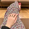 Pantalones de punto Yanyi florales de seda helada, pantalones anchos plisados, pantalones frescos a prueba de mosquitos, cintura elástica, pantalones casuales para casa y para caminar