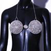 Novos acessórios transfronteiriços exagerado rodada biquíni peito cadeia boate sexy strass cadeia do corpo
