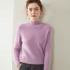 Suéter básico de cashmere de gola semi-alta para mulheres, cashmere puro, espessado, solto, modelador, suéter de malha para usar por baixo, roupa íntima
