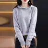 Sudadera con capucha de punto de lana 100% de 7 puntos para primavera, suéter de punto grueso holgado, top para mujer estilo coreano