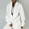 2026 Moda Casual Deportiva de Otoño para Mujer, Sudadera Deportiva de Manga Larga con Media Cremallera, Color Sólido, Conjunto de Tres Piezas