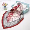 Lenço de Seda com Padrão Paisley Clássico Europeu e Americano para Mulheres, Lenço de Cabeça Versátil da Moda em Seda Sintética, Lenço Quadrado de 90cm, Atacado Transfronteiriço