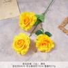 Rosa Sunshine de 3 Cabeças Simulada Flor Artificial Buquê de Casamento Floral Feito à Mão Paisagismo Salão de Casamento Parede de Flores DIY Arranjo de Flores de Chão