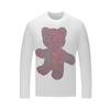 Camiseta de Manga Larga de Algodón Modal Modelo Nuevo 2026 para Hombre, Capa Base para Primavera y Otoño, Top Pesado de Moda de Alta Calidad con Oso de Pedrería
