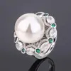 Nuevo Anillo de Moda Retro para Mujer Huabi Jewelry Chapado en Oro Cobre Perla 2023 16mm