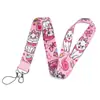 Lanyard de Gato Desenho Animado Fofo para Celular Chaveiro de Identificação Acessórios Tag para Pendurar no Pescoço Fita de Poliéster Porta-Cartão Pingente
