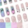 Comercio Exterior Venta Caliente 24 Piezas Arte de Uñas Gradiente Francés Dibujos Animados Telaraña Calabaza Fantasma Uñas Cuadradas de Longitud Media Usables Venta al por Mayor