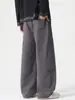 Calça Casual Muqiu Masculina Moda Streetwear Americana Faca Curva, Unisex Modelagem Solta Patchwork Retrô Calça Longa Desconstruída em Forma de Arco