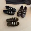 Zapatos planos versátiles, estilo Mary Jane fáciles de poner, zapatos de vestir bajos de punta cuadrada retro de moda, novedad otoño 2026 para mujer