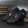Transmisión en Vivo Populares Zapatos de Hombre de Gama Alta Zapatos de Lona de Cuero Genuino Zapatos Casuales de Cuero de Estilo Coreano de Moda para Hombre Zapatos sin Cordones para Hombre Slip-Ons de Suela Blanda